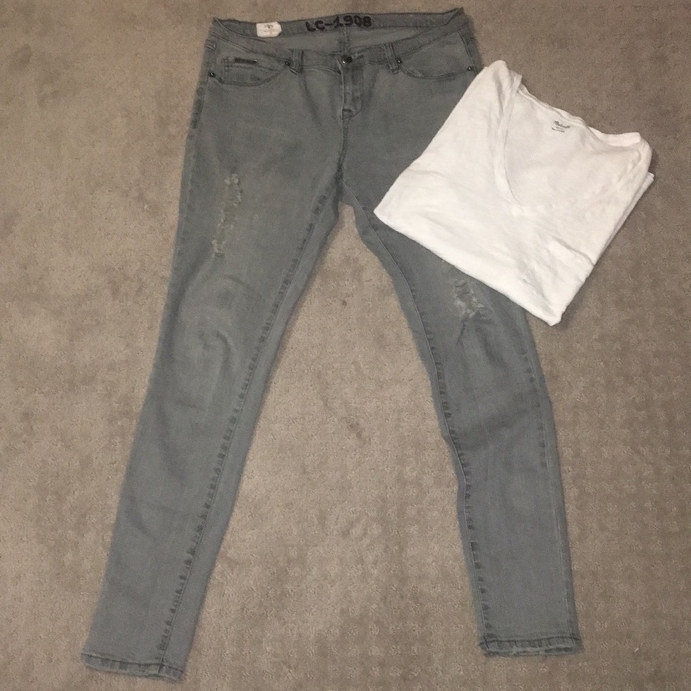 Lee Cooper Gray Distressed Denim
